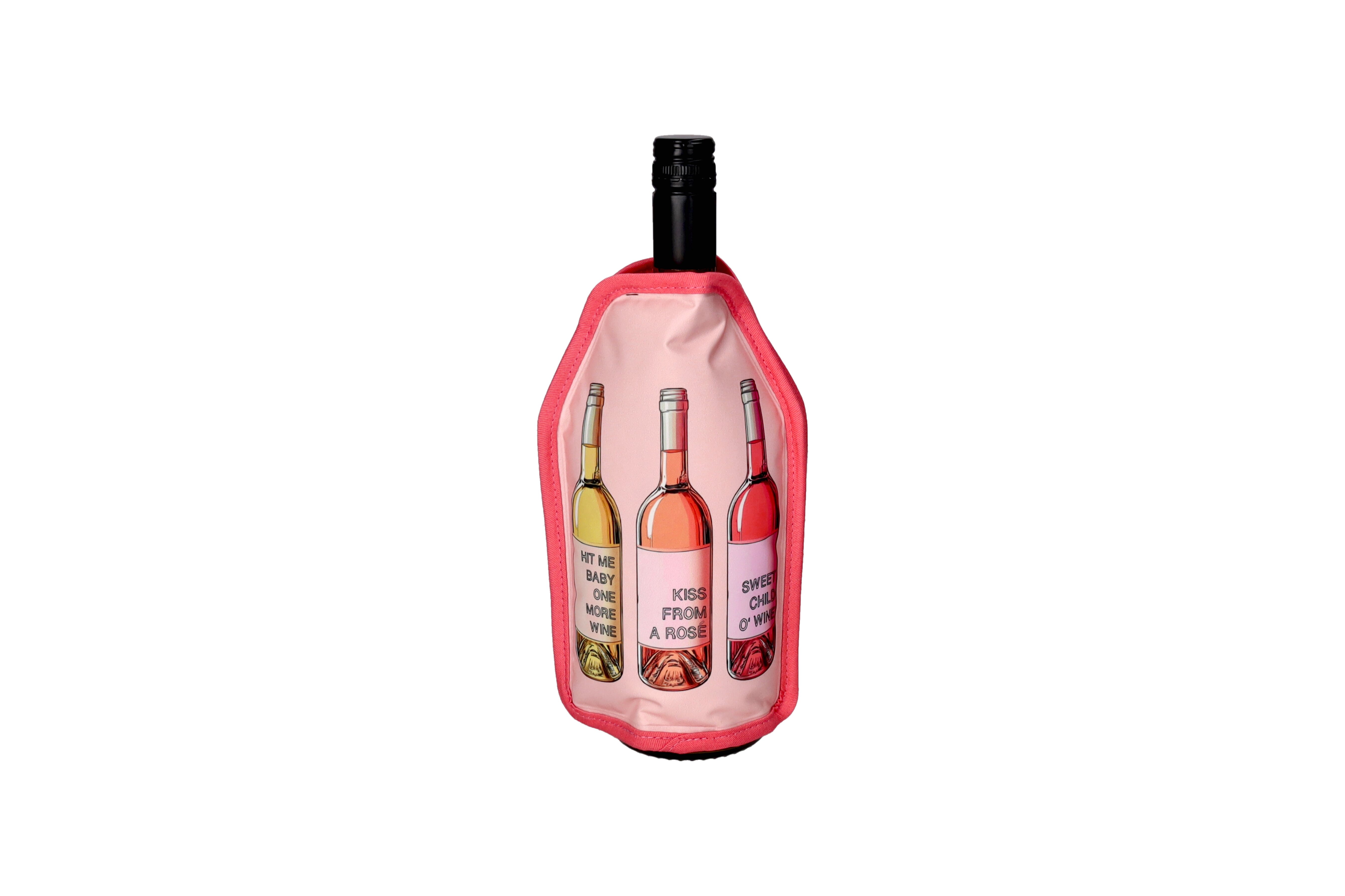 Froid, Kühlmanschette, Motiv: Weinflaschen, rosa