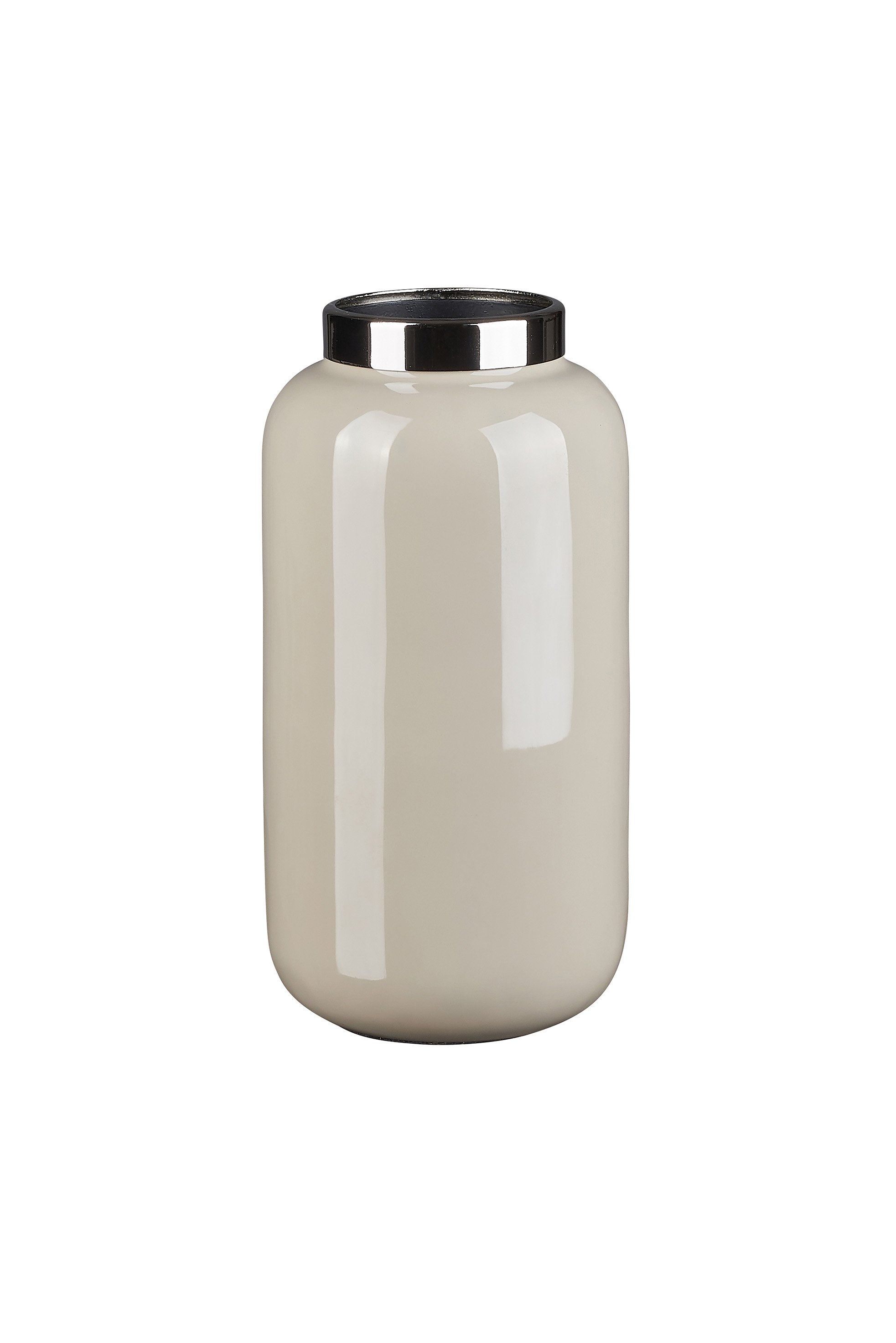 Saigon, Vase mit Metallring, XS ( H18 cm), sandstone/silber
