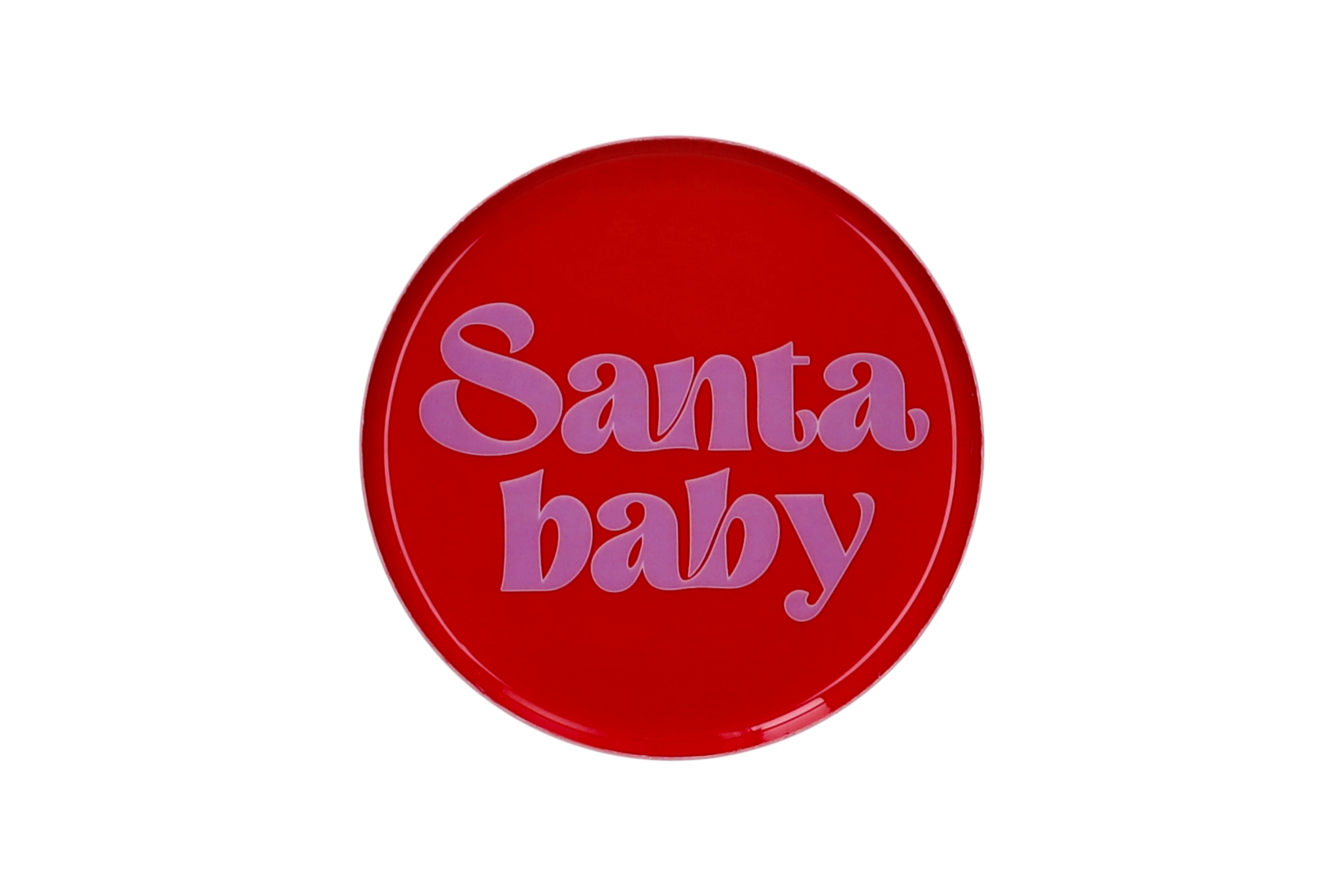 Love Trays, Dekotablett, XS, Motiv: Santa baby, rund, rot
