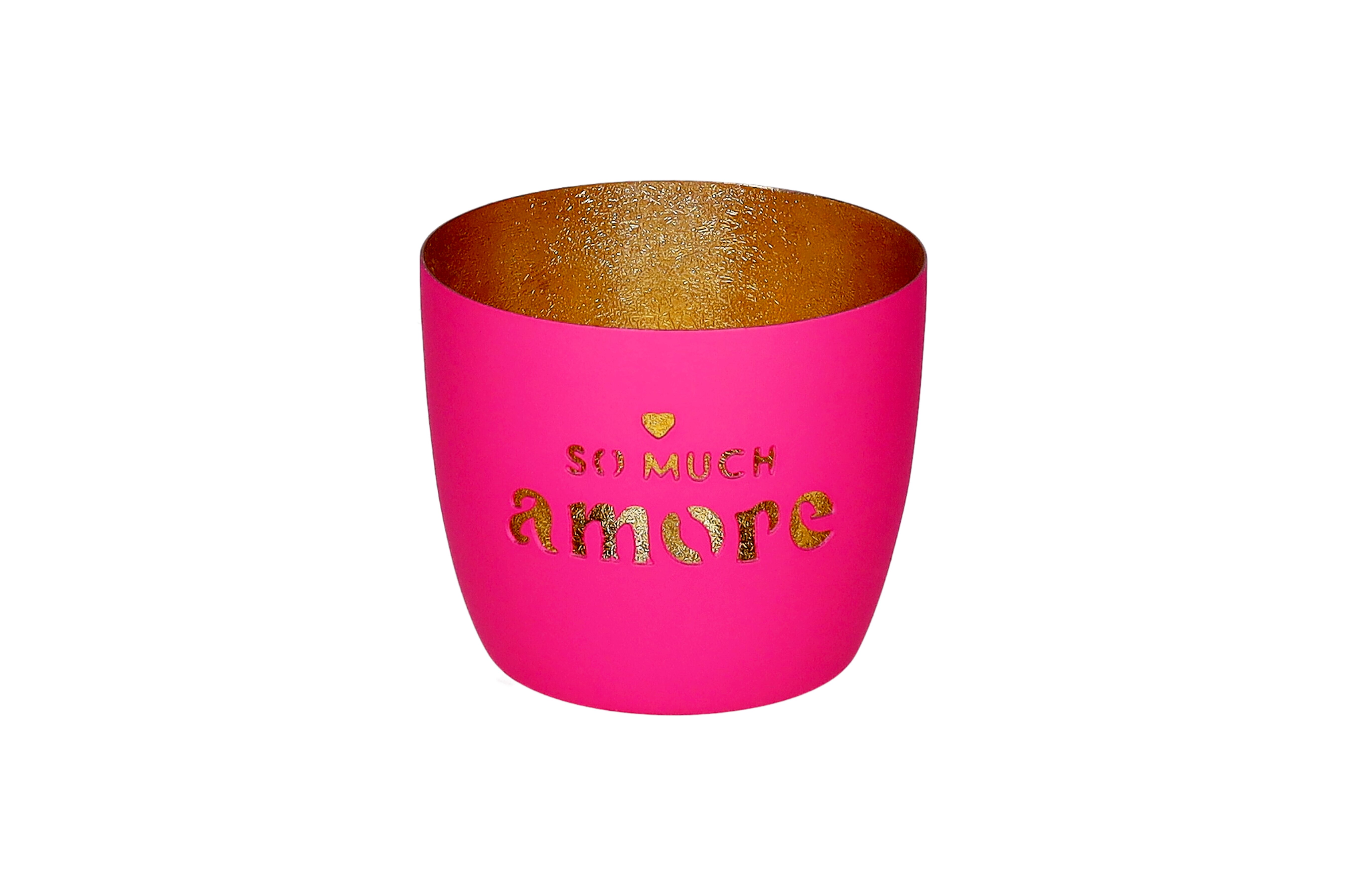 Madras, Windlicht, M, Motiv: So much amore, hot pink/gold