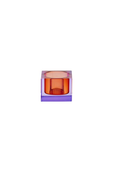 Sari, Kristallglas, Teelichthalter XS(H3,7cm), lila/orange, gs