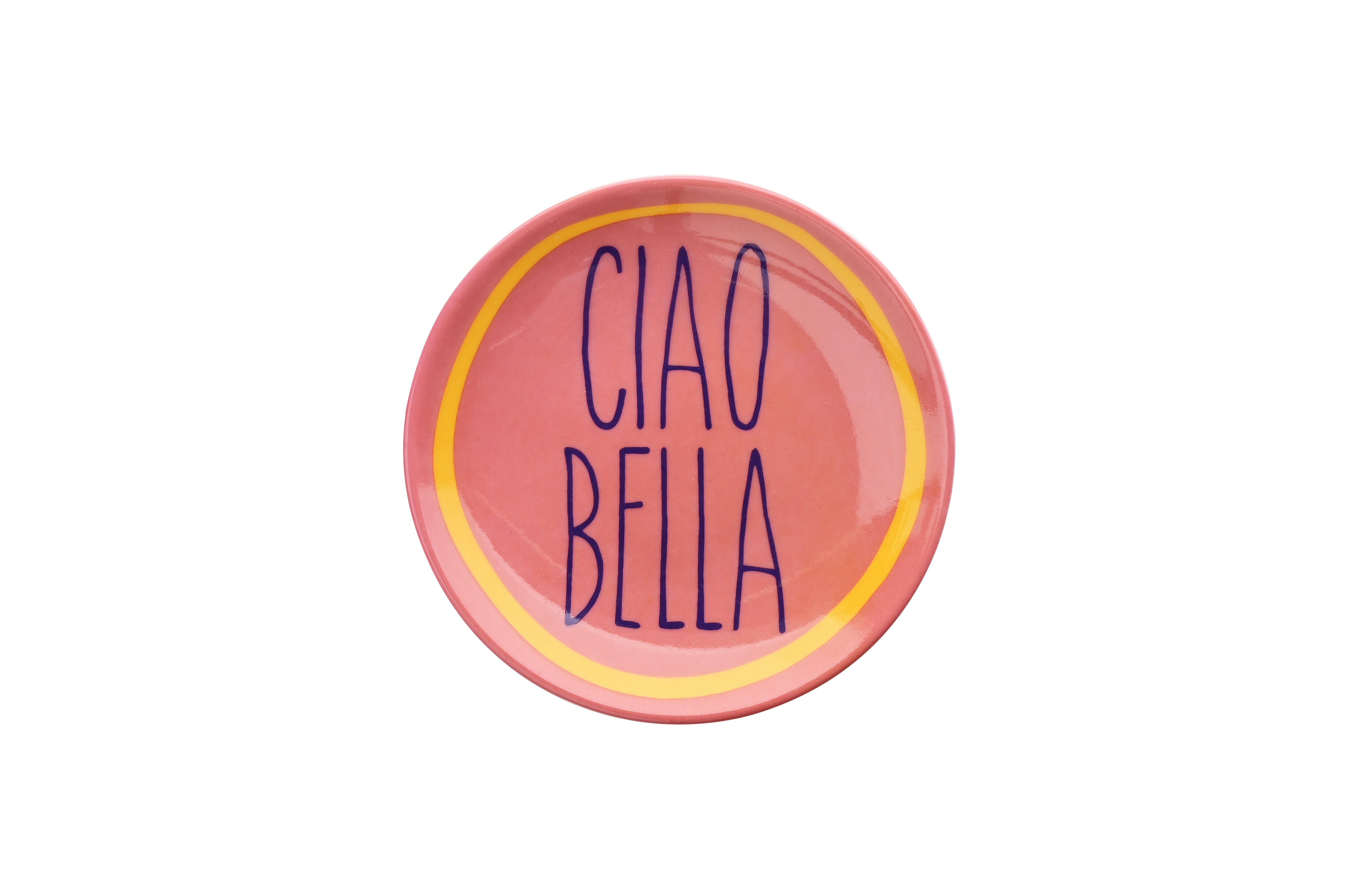 Love Plates, Deko-Teller, Porzellan, Motiv: Ciao bella, rund, rosa
