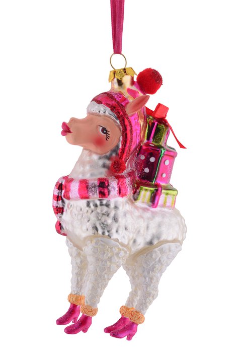 hanger alpaca w. gifts, white/pink