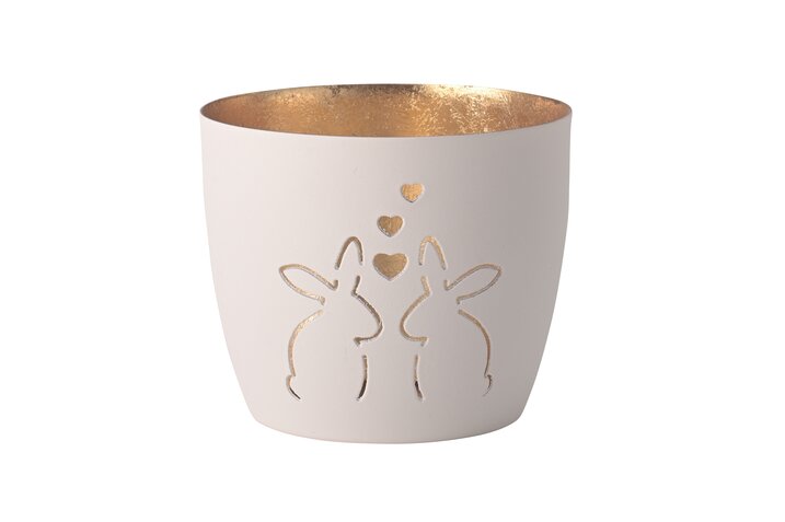 Madras, votive, M, motive: bunnies, white/gold